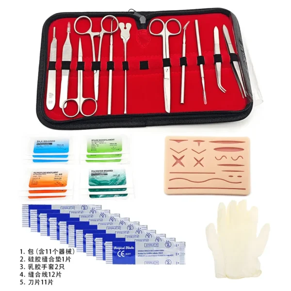 Kit d'enseignement de Suture chirurgicale pour étudiants en médecine et en Pratique Avancée.