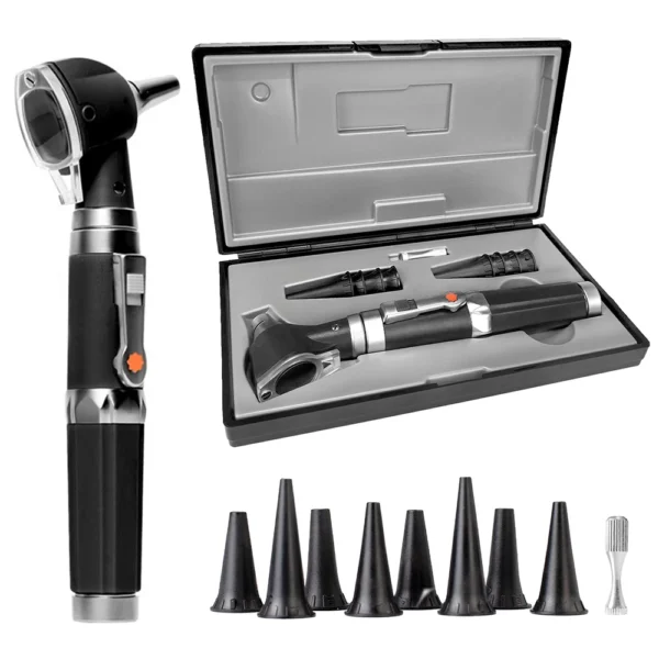 Otoscope médical – Lunette auditive avec lumière, format de poche (couleur noire), outil de soins auditifs